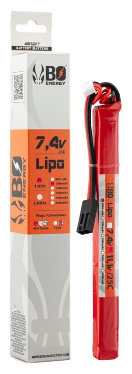 1 Stick Batterie Lipo 2s 7.4v 1000mah 25c T Dean