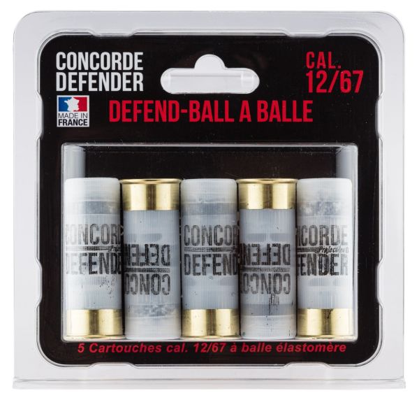 5 Cartouches Defend-Ball Cal. 12/67 À Balle Elastomere Bior