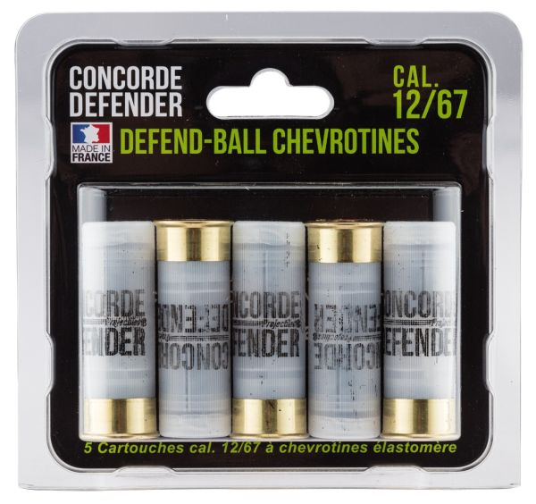 5 Cartouches Defend-Ball Cal. 12/67 Chevrotines Elastomere