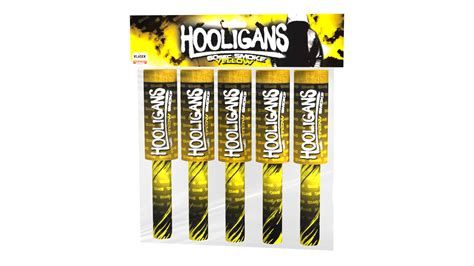paquet de 5 fumigènes à main jaune hooligans klasek