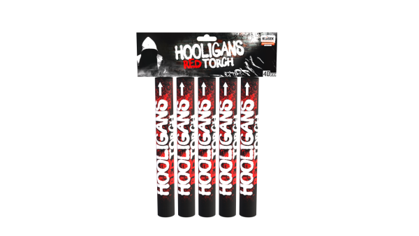paquet de 5 torches à main hooligans rouges