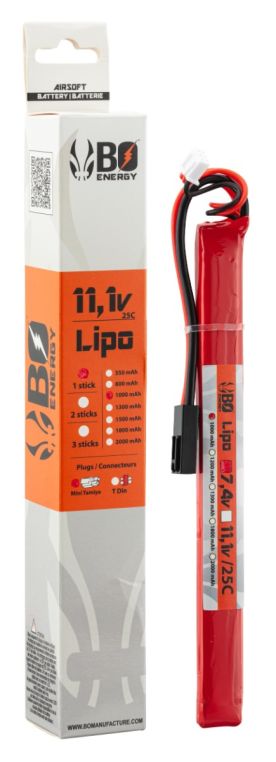 Stick Batterie Lipo 3s 11.1v 1000mah 25c T-Dean
