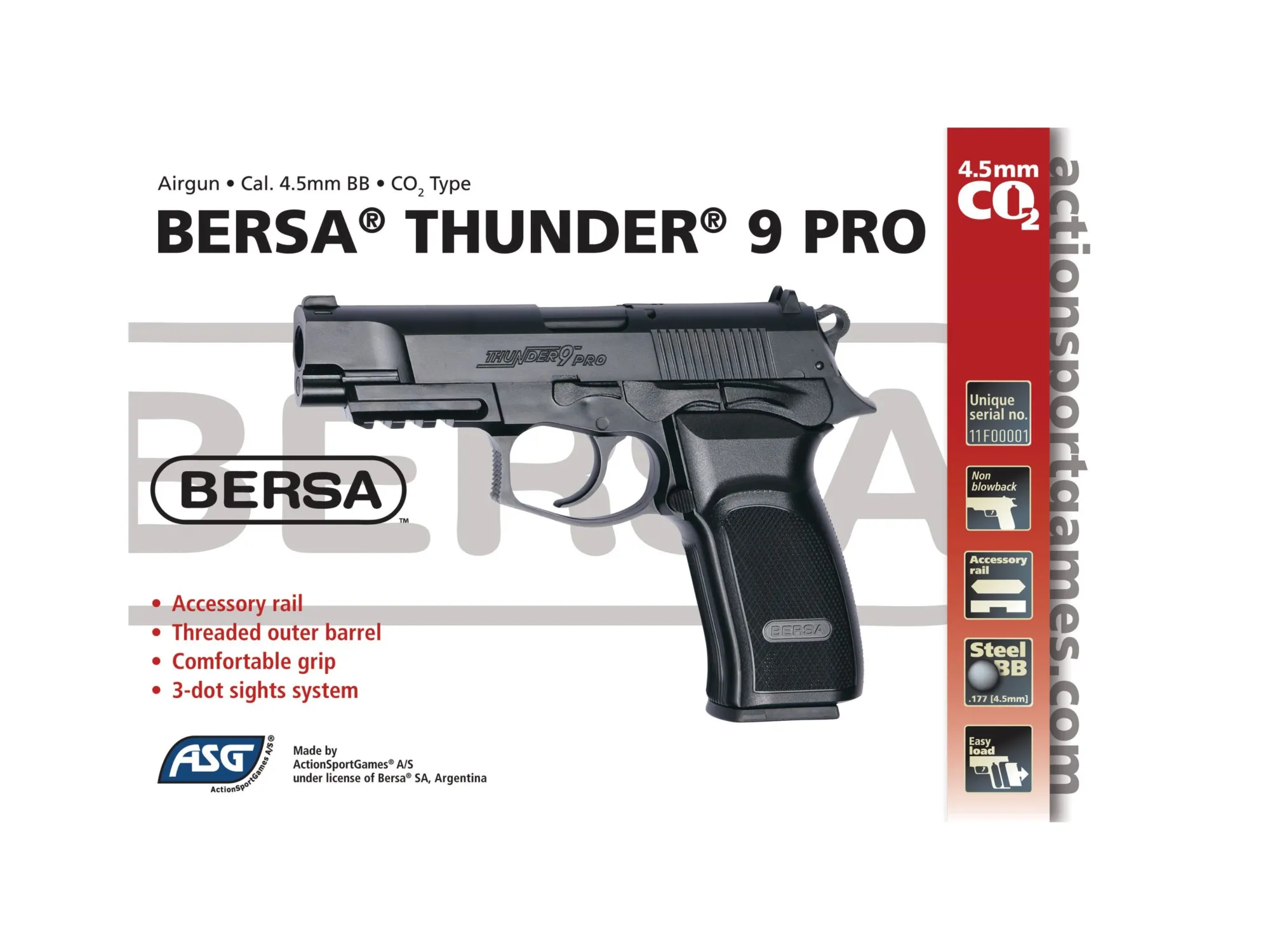 Bersa Thunder 9 Pro Cal4.5mm Co2 Gnb-0