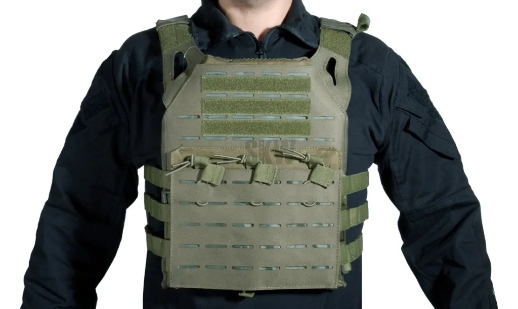 gilet plate carrier coupe au laser od delta tactics v18 + 2 plaques de protection dummy-0