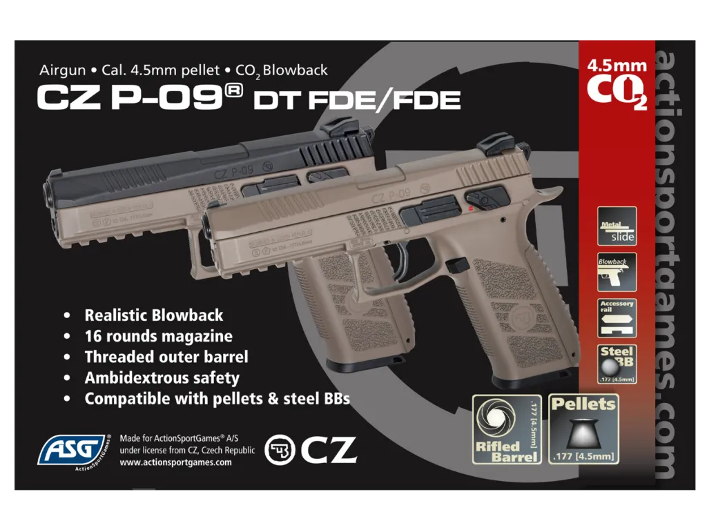 PISTOLET GBB CZ P-09 FDE CO2 4.5 -PLOMBS OU BBS-458801