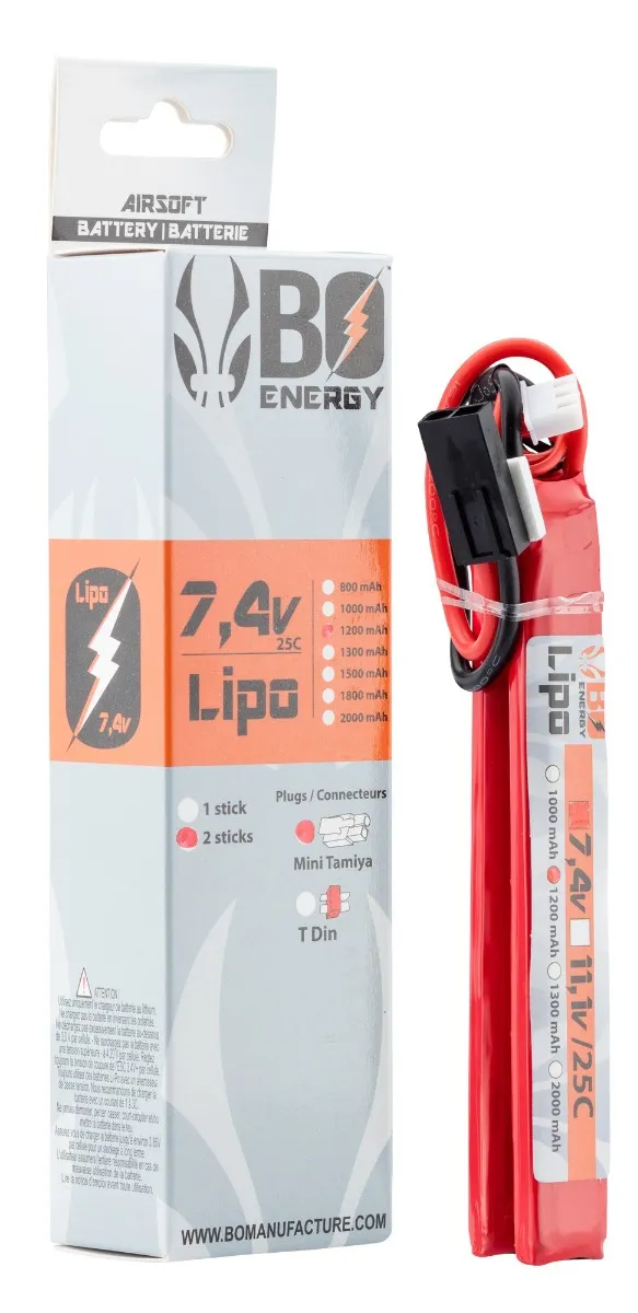2 sticks batterie lipo 2s 7.4v 1200mah 25c-460525