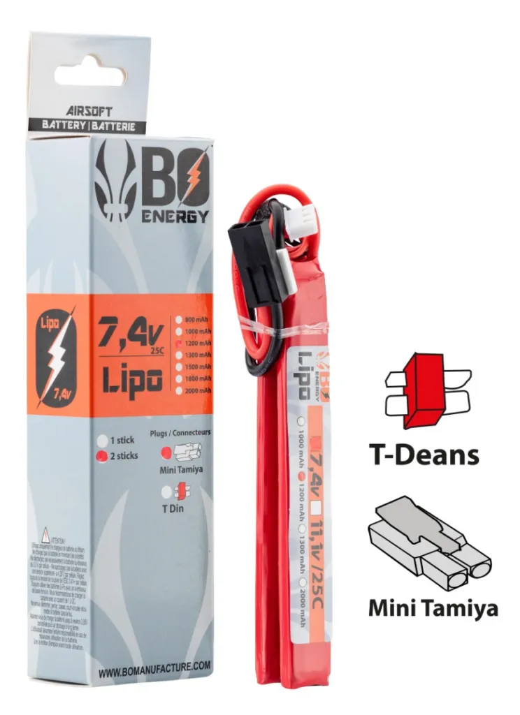 2 sticks batterie lipo 2s 7.4v 1200mah 25c T DEAN-0