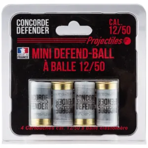 4 Cartouches Mini Defend-Ball Cal. 12/50 À Balle Elastomere Bior-0