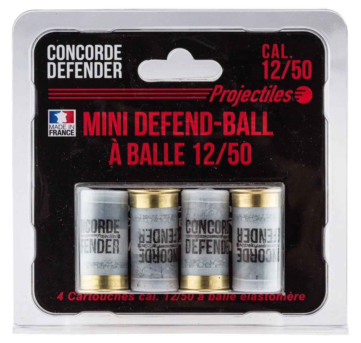 4 Cartouches Mini Defend-Ball Cal. 12/50 À Balle Elastomere Bior-0