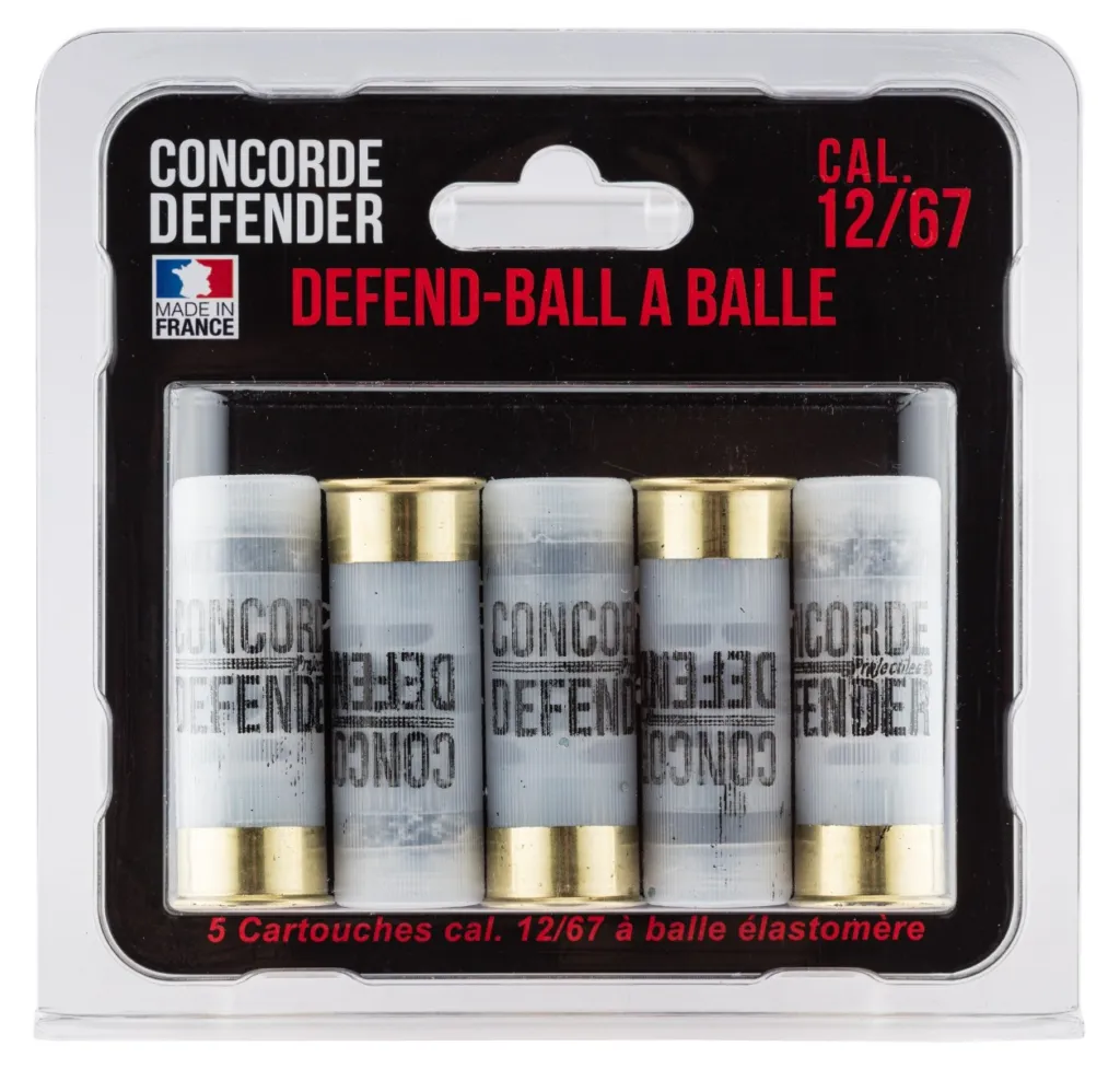 5 Cartouches Defend-Ball Cal. 12/67 À Balle Elastomere Bior-0