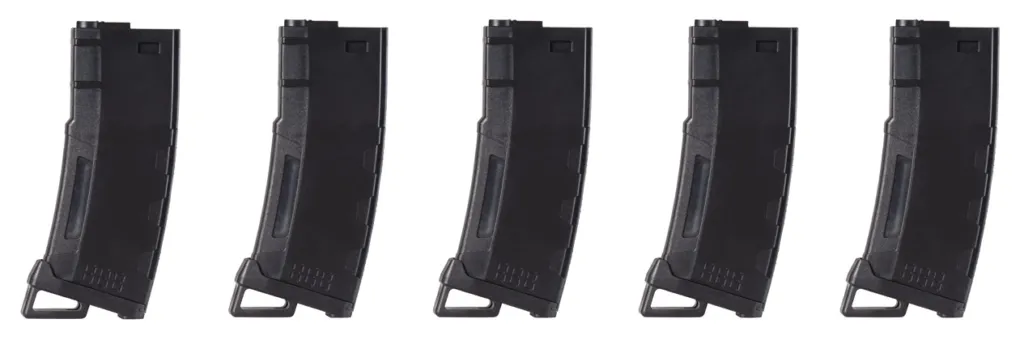 Pack De 5 Chargeurs Mid-Cap Speed 130 Billes Pour M4 Aeg Noir-0