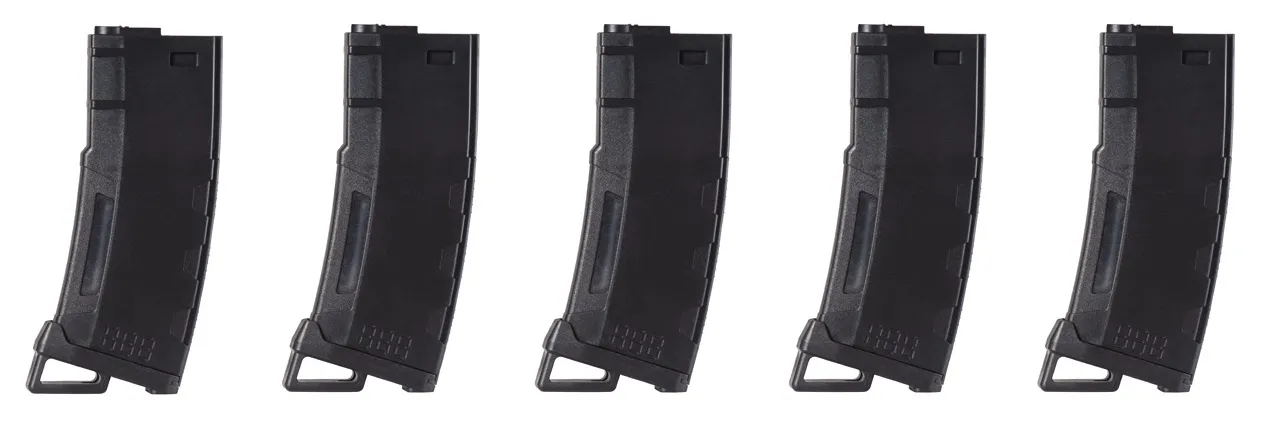 Pack De 5 Chargeurs Mid-Cap Speed 130 Billes Pour M4 Aeg Noir-0