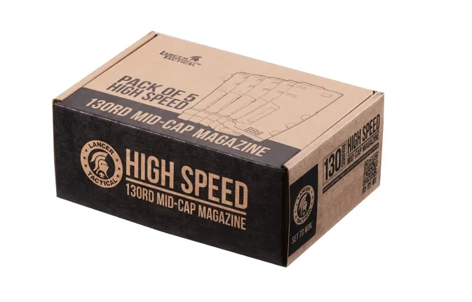 Pack De 5 Chargeurs Mid-Cap Speed 130 Billes Pour M4 Aeg Noir-463171