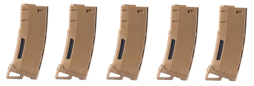 Pack De 5 Chargeurs Mid-Cap Speed 130 Billes Pour M4 Aeg Tan-0