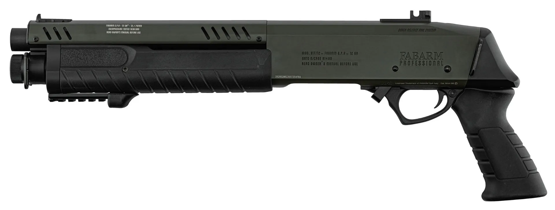 Réplique fusil à pompe FABARM STF12 Short Initial OD Gaz-465012