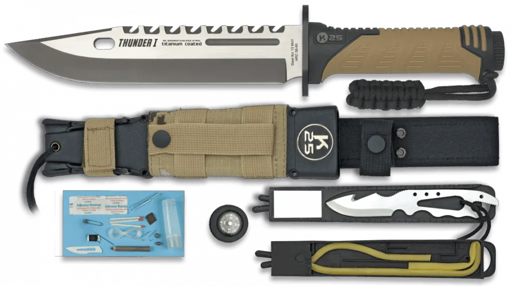 Couteau K25 Thunder I. Camo sable. Lame 19.8 cm-0