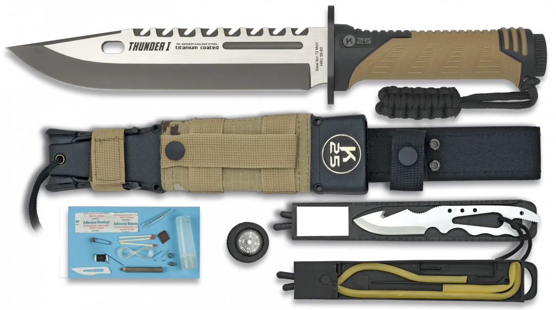Couteau K25 Thunder I. Camo sable. Lame 19.8 cm-0