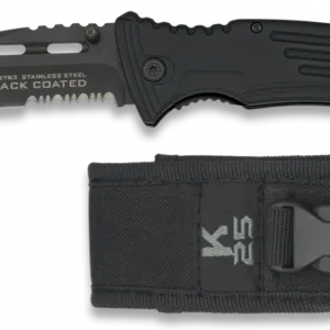 COUTEAU PLIANT K25 REVêTU NOIR. LAME 9 CM-0
