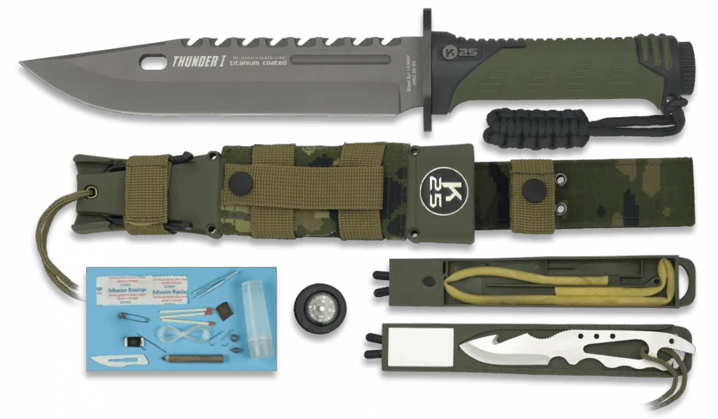Couteau K25 Thunder I. Camo espagnol. Lame 19.8 cm-0