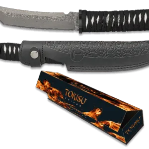 COUTEAU TOKISU DAMAS CNC. ÉTUI CUIR-0