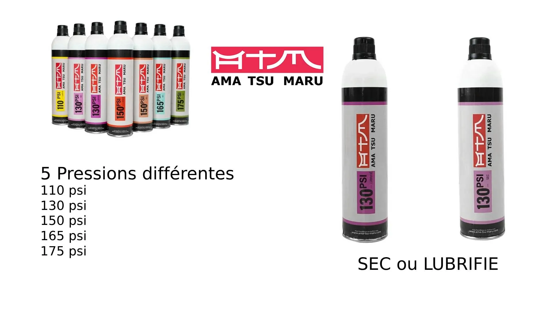 Gaz Airsoft ATM Sec ou Lubrifé 110, 130, 150, 165, 175 PSI-0