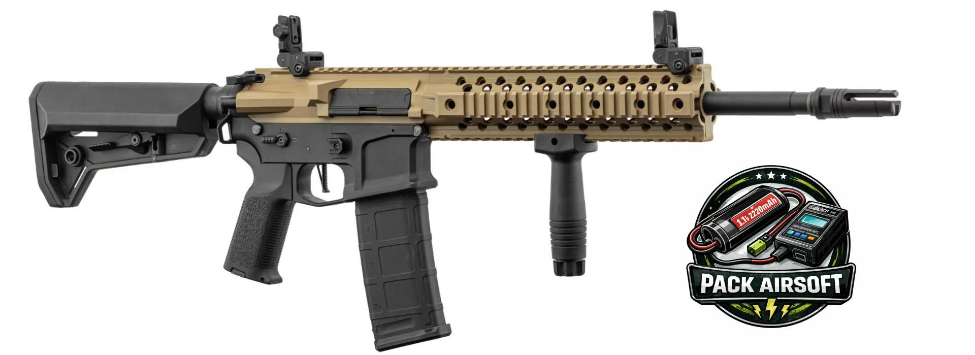 Pack Airsoft AEG LT-12 GEN2 M4 NSR complet Dual Ton-0
