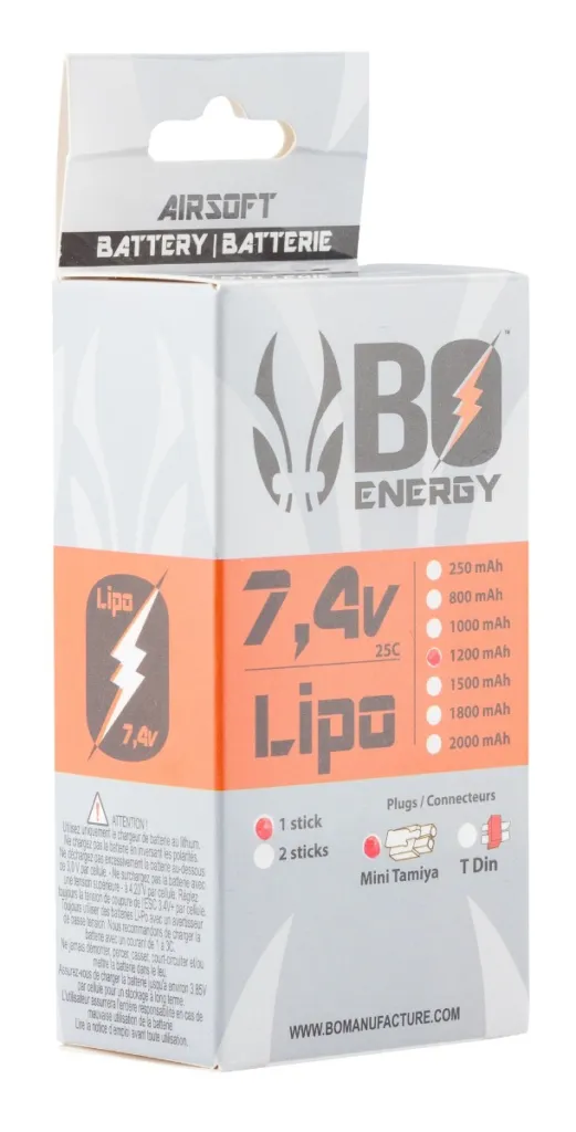1 stick batterie Lipo 2S 7.4V 1200mAh 25C Peq-0
