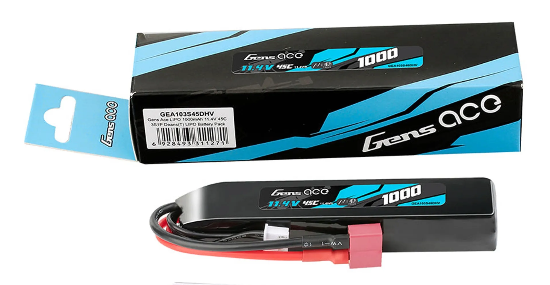 Batterie Lipo Gens Ace 1000Mah – 45C – 11.4V Hv – Connecteur Deans T-472310