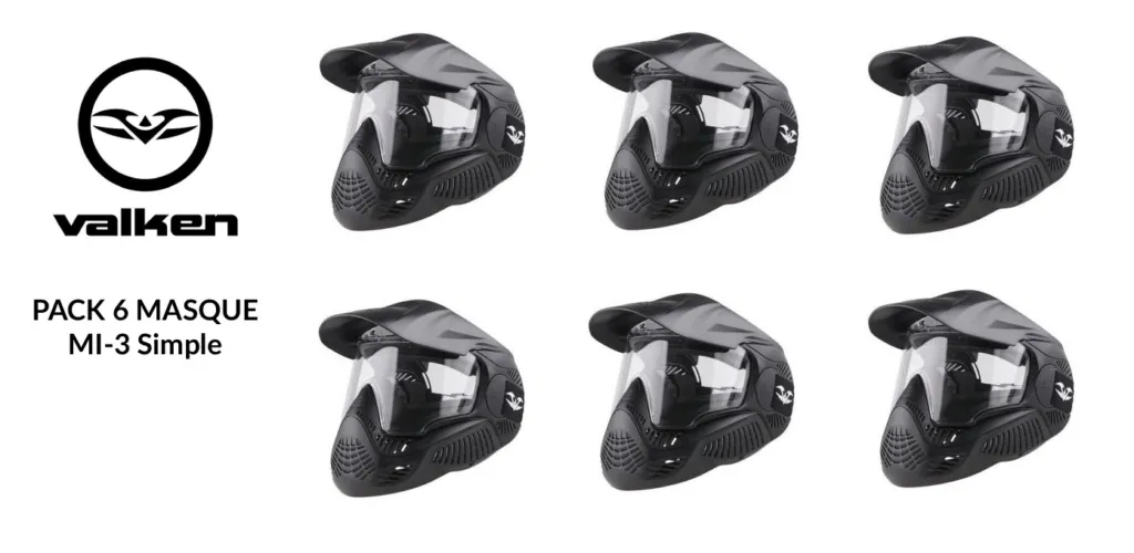 Pack 6 Masques paintball Valken Mi-3 single Noir-0