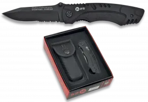 Couteau pliant tactique K25 avec étui, lame 8 cm