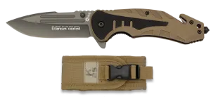 Couteau pliant K25 G10 coyote avec clip, lame 8.7 cm