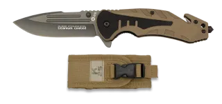 Couteau pliant K25 G10 coyote avec clip, lame 8.7 cm