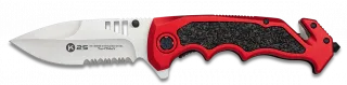 Couteau pliant tactique K25 rouge/noir, lame 9.6 cm