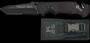 Couteau pliant tactique K25 avec étui, lame 9 cm