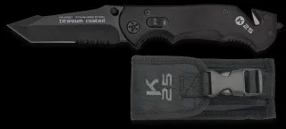 Couteau pliant tactique K25 avec étui, lame 9 cm