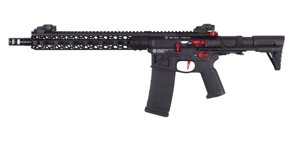 Replique AEG Freya Hexagon Full Skeleton 12.5 Pouces PDW Gen.2 Noir Rouge Delta Armory-0